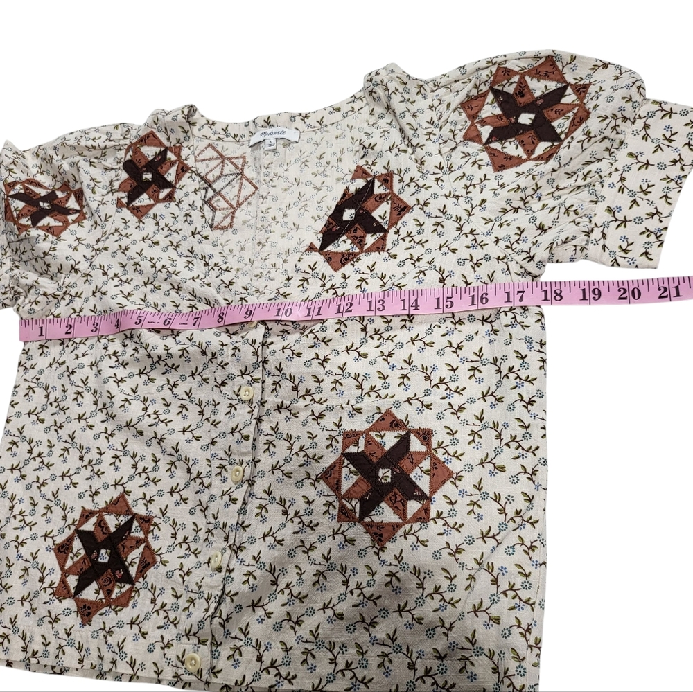 Madewell Quilted Patchwork Puff-Sleevecropped Top - image 8